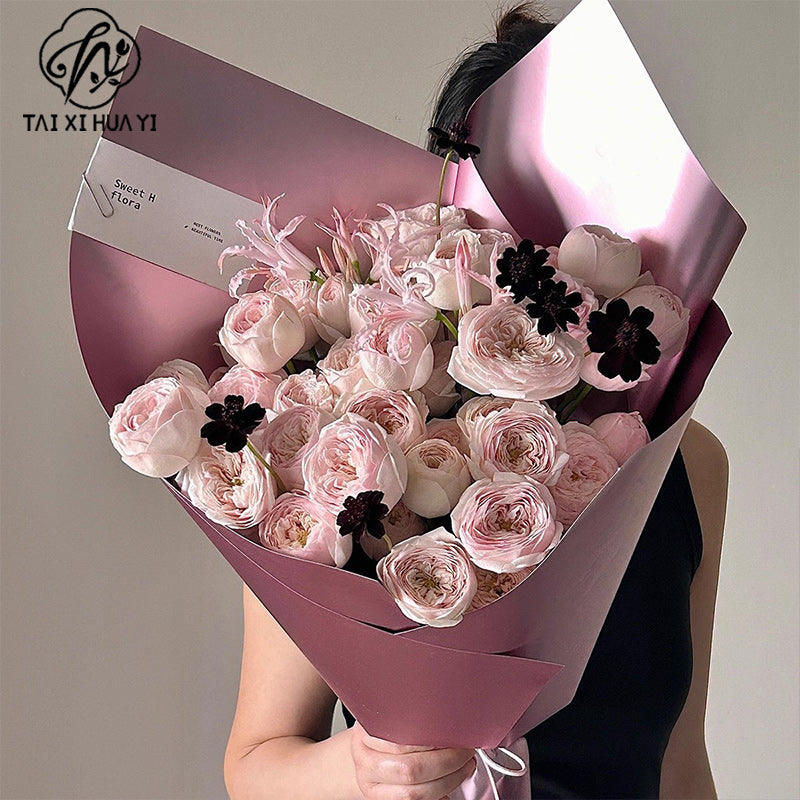 Valentine's Day silver stiff paper, high-end thickened double-sided matte silver modeling paper, silver cardboard bag flower material รูปสินค้าหลัก