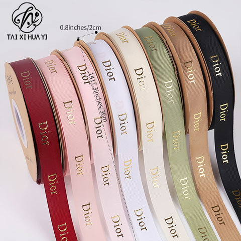 2Cm bronzing threaded ribbon custom logo flower bouquet ribbon cake gift ribbon webbing decoration DIY