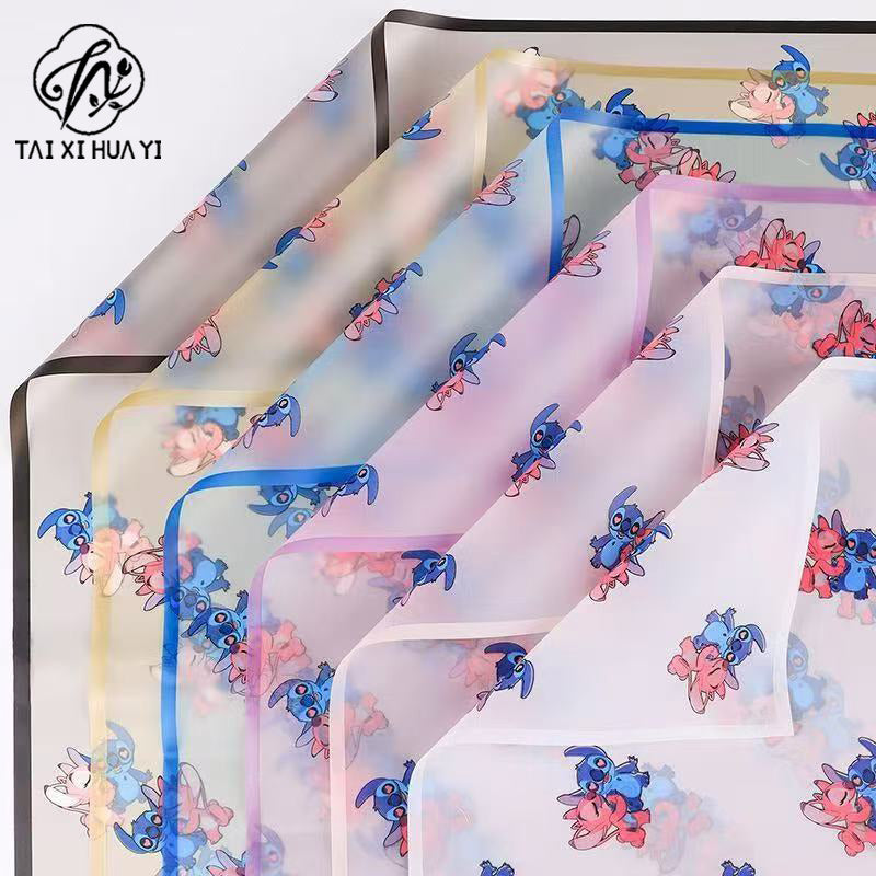 Floral Materials Stitch Cute Cartoon Bouquet Wrapping Paper Mist Paper Waterproof Bouquet Gift Wrapping Florist Supplies