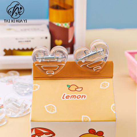 ins transparent mini love clip plastic test paper book folder heart-shaped decorative photo clip sticky note clip