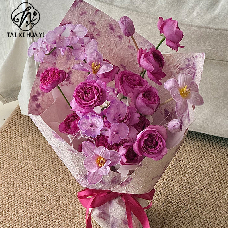 Tie-dye Dongba paper thickened hand-torn paper flower bouquet wrapping paper handmade paper creative bag flower paper wholesale รูปสินค้าหลัก