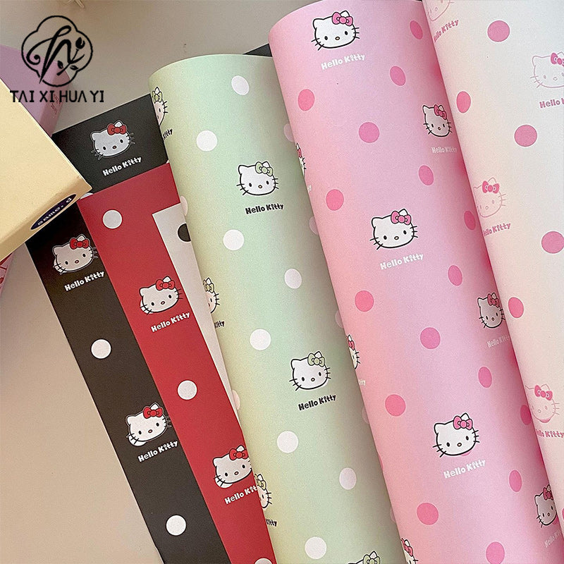 Polka dot Hello Kitty thickened wrapping paper modeling paper 157g kraft paper flower bouquet bag flower paper handmade floral materials