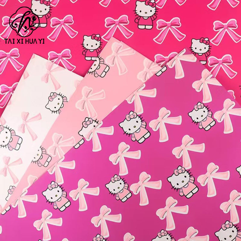 Cross-border foreign trade explosion kitten bow flower wrapping paper flower packaging waterproof floral packaging material