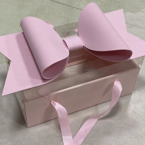 Eco-Friendly Recyclable Kraft Paper Flat Fruit and Flower Gift Box with Bow Valentine's Day Rose Box Handheld Flower Cake Box