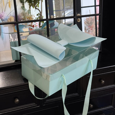 Eco-Friendly Recyclable Kraft Paper Flat Fruit and Flower Gift Box with Bow Valentine's Day Rose Box Handheld Flower Cake Box