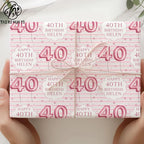 Personalized Eco-Friendly Art Paper Birthday Gift Wrap for Any Age & Name Custom Pink Design for Girls Party