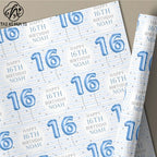 Personalized Eco-Friendly Art Paper Birthday Gift Wrap for Boys Custom Blue Design Any Age & Name