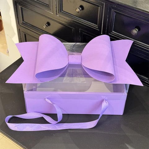Eco-Friendly Recyclable Kraft Paper Flat Fruit and Flower Gift Box with Bow Valentine's Day Rose Box Handheld Flower Cake Box