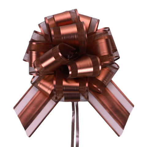 Matte Metallic Organza Pom Pom Pull Bows Floral Gift Wrapping Ribbon for Christmas Weddings Birthdays and Valentine's Day