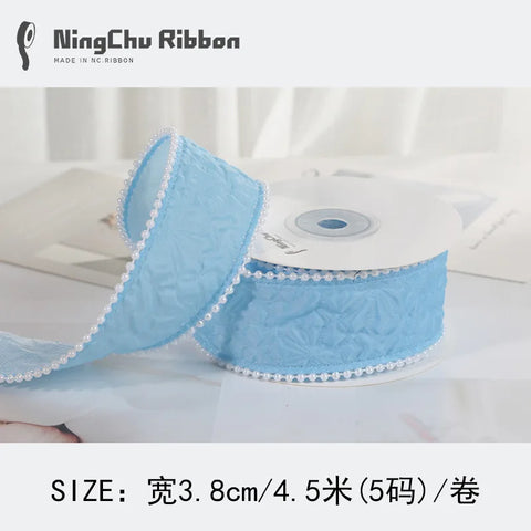 Luxury Pearl Pleated Ribbon for Birthday Wedding Christmas Valentine's Day DIY Packaging Baking Decorations for Bunches Bouquets
