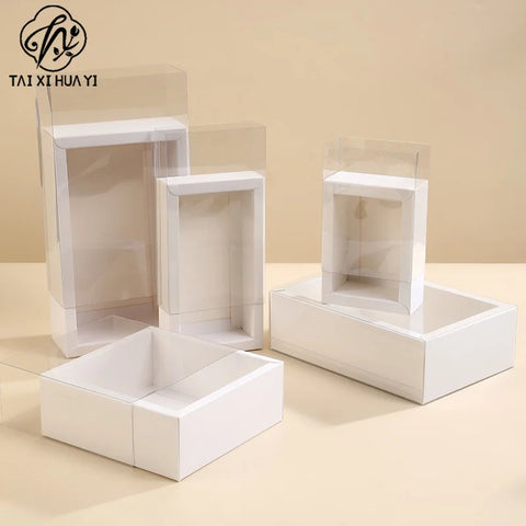 Customized Eco-Friendly Plastic Folding Drawer Boxes with Offset Printing White Transparent Gift Boxes