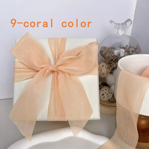 5cm Luxury Glitter Chiffon Organza Ribbon Crafts Floral Bouquets Wedding Christmas Car Party Decorations Valentine's Day Gift