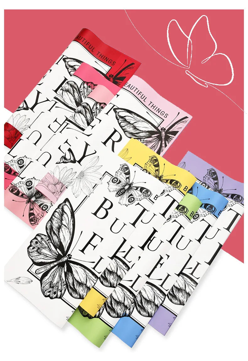 Direct Manufacturer's Coated Butterfly Flower Wrapping Paper for Florists Plastic Floral Wrapping Paper