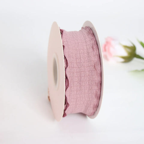 Luxury Folded Satin Ribbon Wavy Roll with Ruffled Edge-Fashionable Strap for Valentine's Day Wedding & Christmas Gift Wrapping