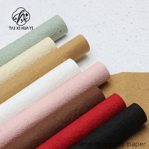 Floral Premium Sense Flower Wrapping Paper Hand Torn Dongba Paper Thickened Art Paper Bouquet Material Virgin Pulp Style PE