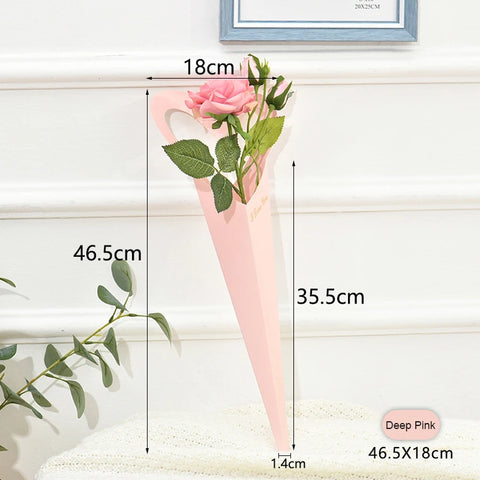 Eco-friendly Elegant Single Rose Waterproof Kraft Paper Bag Wedding Bouquet Packaging for Valentine's Day