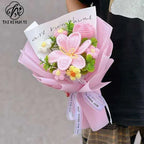 Finished Hand-knitted Soft Eco-friendly Flower Knitting Gift Yarn Bridal Bouquet Crochet Flowers for Valentine's Day