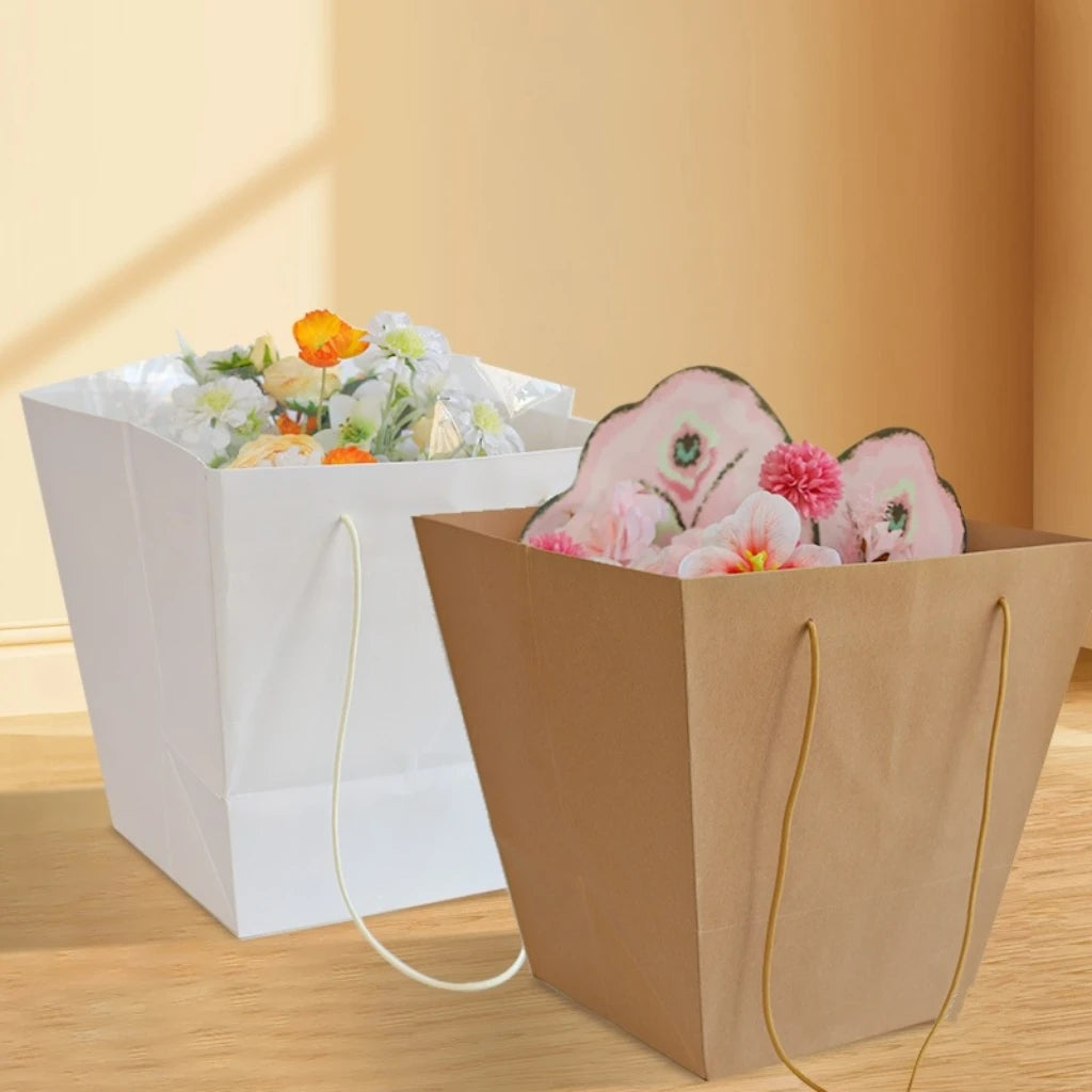 Portable  Paper Trapezoidal Hand-held Flower Bouquet Packaging Inner Liner and Fixed Rose Hugging Bag with Waterproof Feature