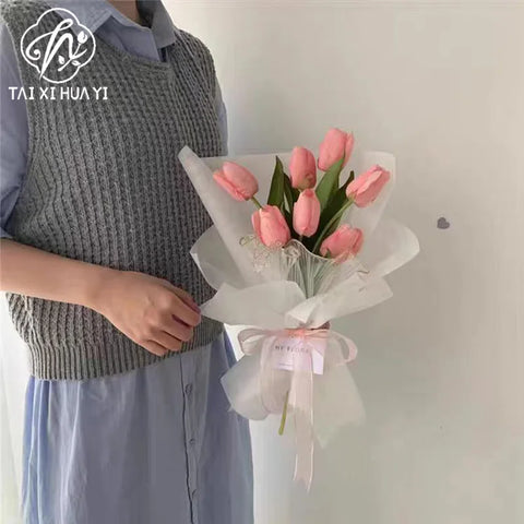 Qixi Wave Gauze Fresh Bouquet Water-proof Eco-friendly Packaging Materials Wave Design Pleats Single Side