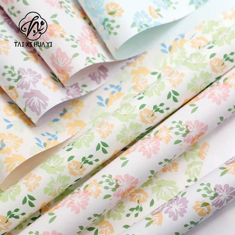 Internet Famous Art Paper Flower Bundle Packaging Single-Sided Coated Fresh Spring Broken Flowers Paper รูปสินค้าหลัก