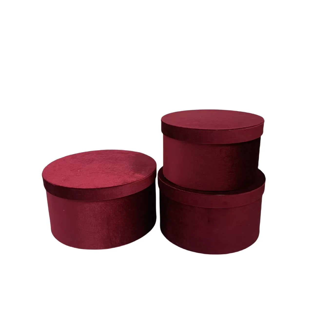 Set of 3 Velvet Round Cylinder Rigid Boxes Floral Shop Supplies for Fresh Flowers Bouquet Packaging Holiday Gift