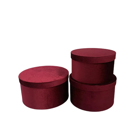 Set of 3 Velvet Round Cylinder Rigid Boxes Floral Shop Supplies for Fresh Flowers Bouquet Packaging Holiday Gift