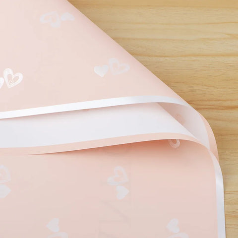Happy Valentine's Day Waterproof Heart Flower Design Wrapping Paper Simple Bouquet Gift Packaging with PE Coating