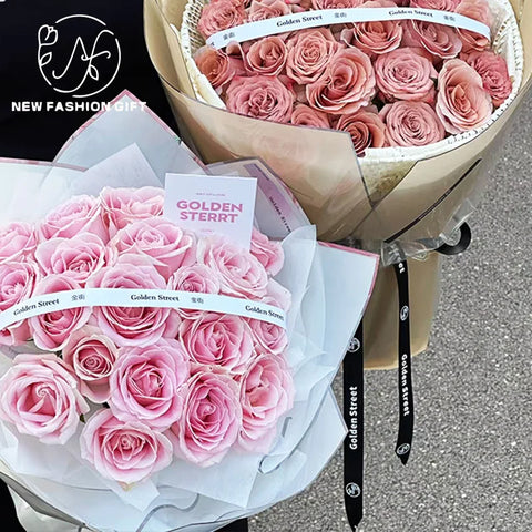 Wholesale Waterproof Flower Wrapping Paper with Golden Edge Bouquets Single Side Coated Florist Packaging