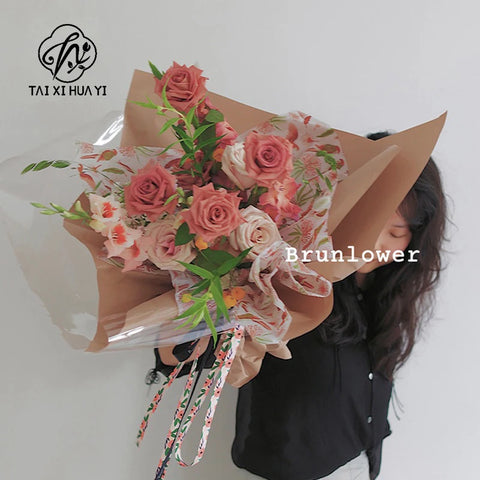 50*70cm Soft Pear Paper Waterproof Uncoated Virgin Pulp Elegant Flower Bouquet Wrapping Gift Wrapping Paper