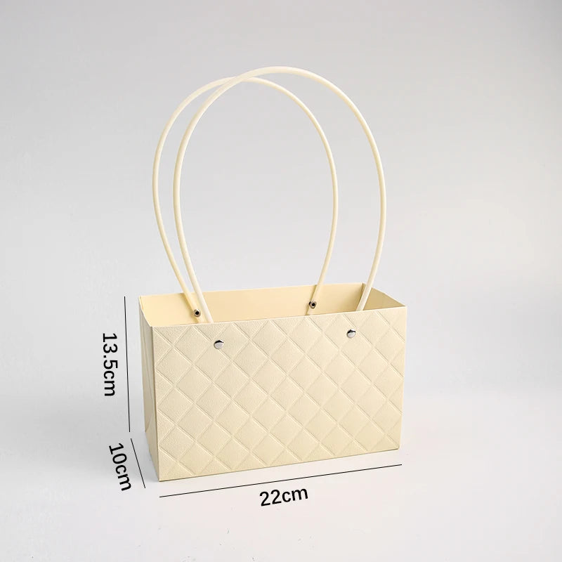 Macaron-Colored Rectangular Tote Single-Sided PE Coating Waterproof Diamond Embossed Flower Craft Paper Packaging Box