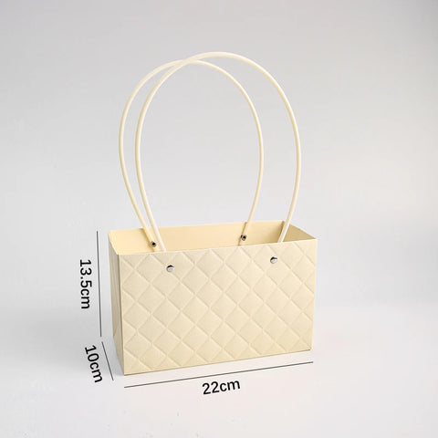 Macaron-Colored Rectangular Tote Single-Sided PE Coating Waterproof Diamond Embossed Flower Craft Paper Packaging Box