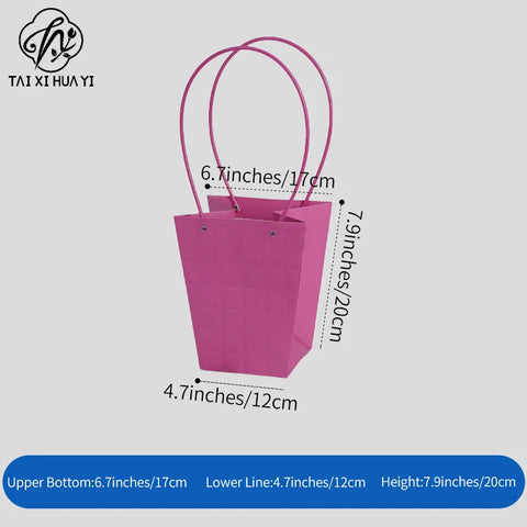 Portable Recyclable Floral Packaging for Florist's Gift Elegant Macaron Color Embossed Art Paper Bags Paper Handle Multiple
