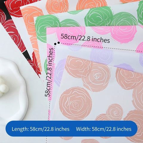 DIY Valentine's Day Gift 58*58cm Art Paper Rose & Carnations Wrapping Paper Virgin Pulp Style Flower Wrapping Paper