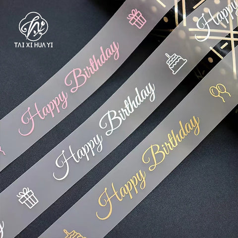 Polyester Matte Clear Printed Grosgrain Satin Ribbon Transparent Bouquet Wrapping Wedding Christmas