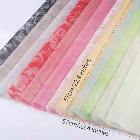 Virgin Pulp Style Rose Printed Waterproof Flower Wrapping Paper 6 Colors Paper Roll Florist Shop Material