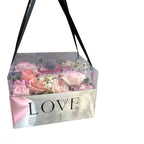 Valentine's Day Floral Gift Box 23.5*23.5*15cm Elegant Transparent Lid Anniversary Preserved Flower Boxes Elegant Folders Type