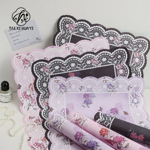 Romantic Floral Art Bouquet Wrapping Paper 38*50cm Recyclable PE Coating for Valentine's Day Eco-Friendly Flower Shop Supplies