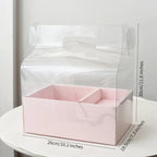 Transparent Handheld Rigid Cake Gift Box Red Qixi Design Valentine's Day Coated Paper Fruit Flower Recycled Materials Ribbon