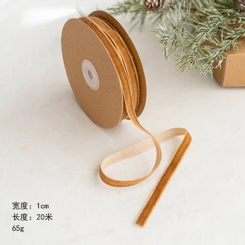 Single Sided 1cm & 2.5cm Velvet Non Elastic Plush Belt Luxury Christmas & Valentine's Day DIY Bow Accessory for Weddings