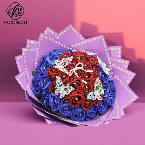 New Small Flower Ouya Paper Eco-Friendly Water-proof Coated Single Side Recyclable Solid Color Bouquet