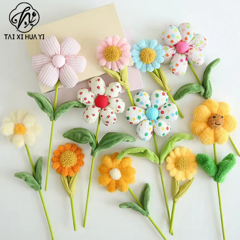 Teacher's Day Single Sunflower Plush Doll Bouquet-Smile Design DIY Floral Craft Supplies for Festival Gift Guangdong China
