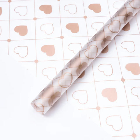 Matte Waterproof PE Jelly Film Floral Wrapping Paper 20 Sheets Heart Print Bouquet Packaging Double Side Virgin Pulp 58x58cm