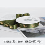 Gold Foil Heart Satin Ribbon Roll DIY Polyester Valentine's Day Christmas Gift Decoration Baking Flower Packaging