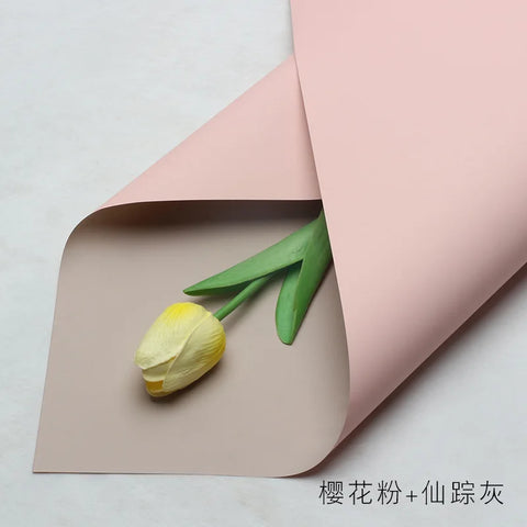 Handmade Ou Ya Two-Color Floral Wrapping Paper Waterproof Flower Packaging with Coating for Bouquets
