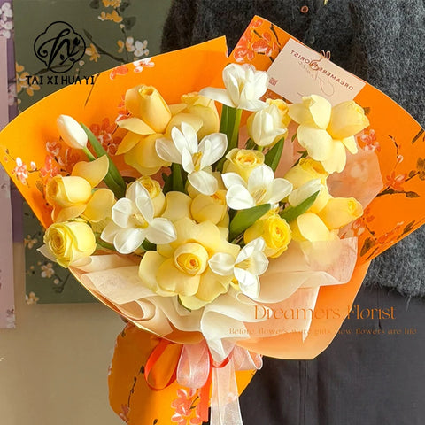 Small Fresh Flower Waterproof Packaging Paper Velvet Cloth Material with Single-sided Coating