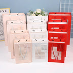 Transparent Window Display Tote Bag for Bouquet Toys Gifts Portable Waterproof Reusable for Teacher's Day Valentine's Day