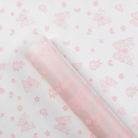Butterfly Printed Flower Wrapping Paper PE Coated Art Paper Waterproof 57*57cm Custom Birthday Wedding Gift Wrapping