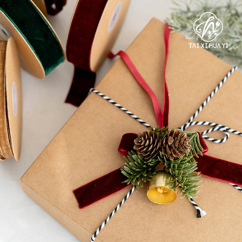 Single Sided 1cm & 2.5cm Velvet Non Elastic Plush Belt Luxury Christmas & Valentine's Day DIY Bow Accessory for Weddings