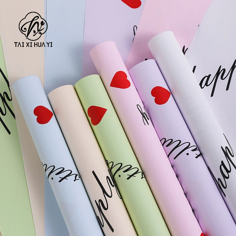 High Quality Heart Coated Single Side Waterproof Paper Eco-friendly Flower Bouquet Floral Gift