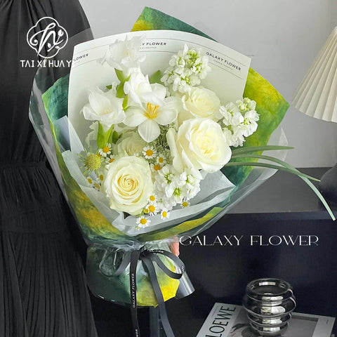Essentials for Flower Shop Elegant Floral 50*35cm Tie-dye Art Paper Coated Bouquet Gift Wrapping Paper